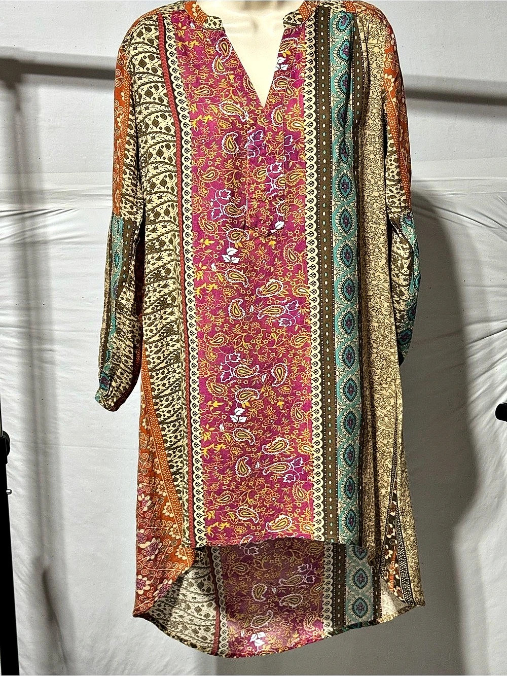 WORLD MARKET Bohemian Multicolor Hi-Lo Tunic Dress Size Sm